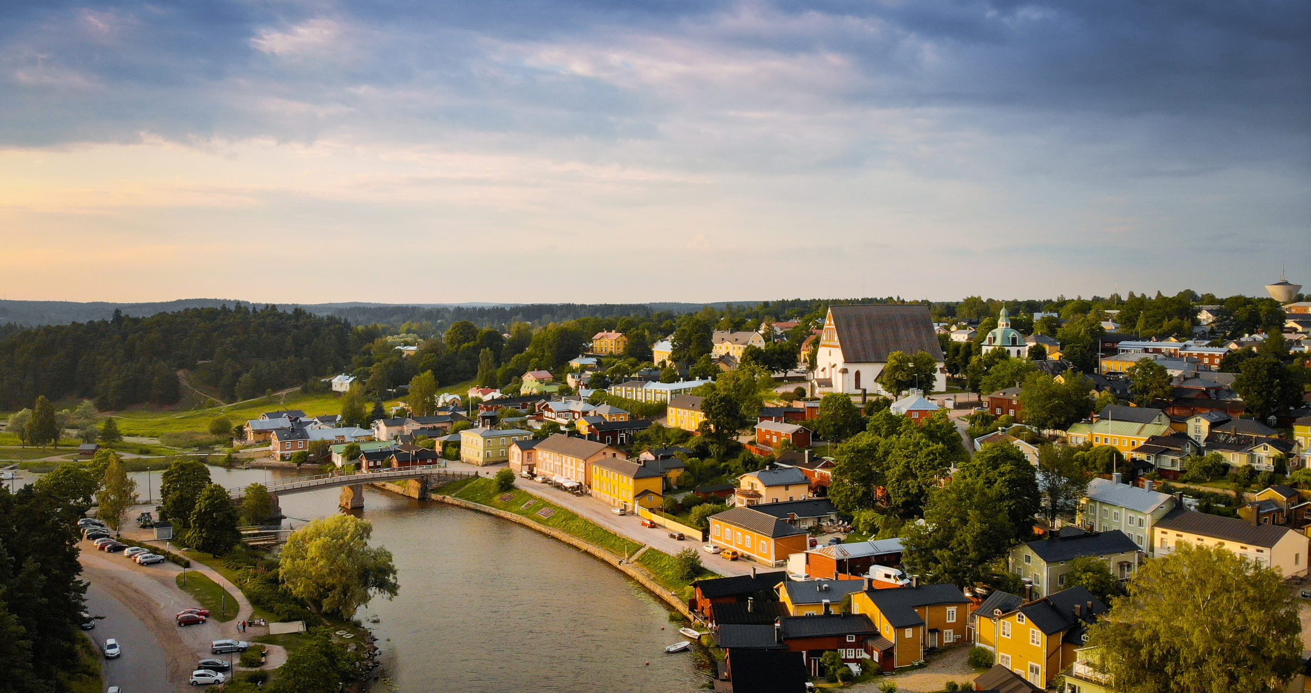Ilmakuva Vanha Porvoo Ja Porvoonjoki Visual Finland